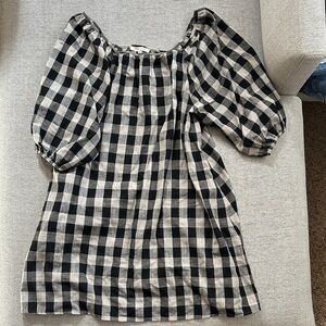 Black and White Checkered Midi Dress